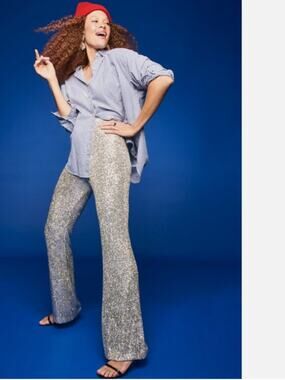 NEW - OLD NAVY women's Gold Sequin Wide-Leg Pants -SIZE M - MED - MEDIUM